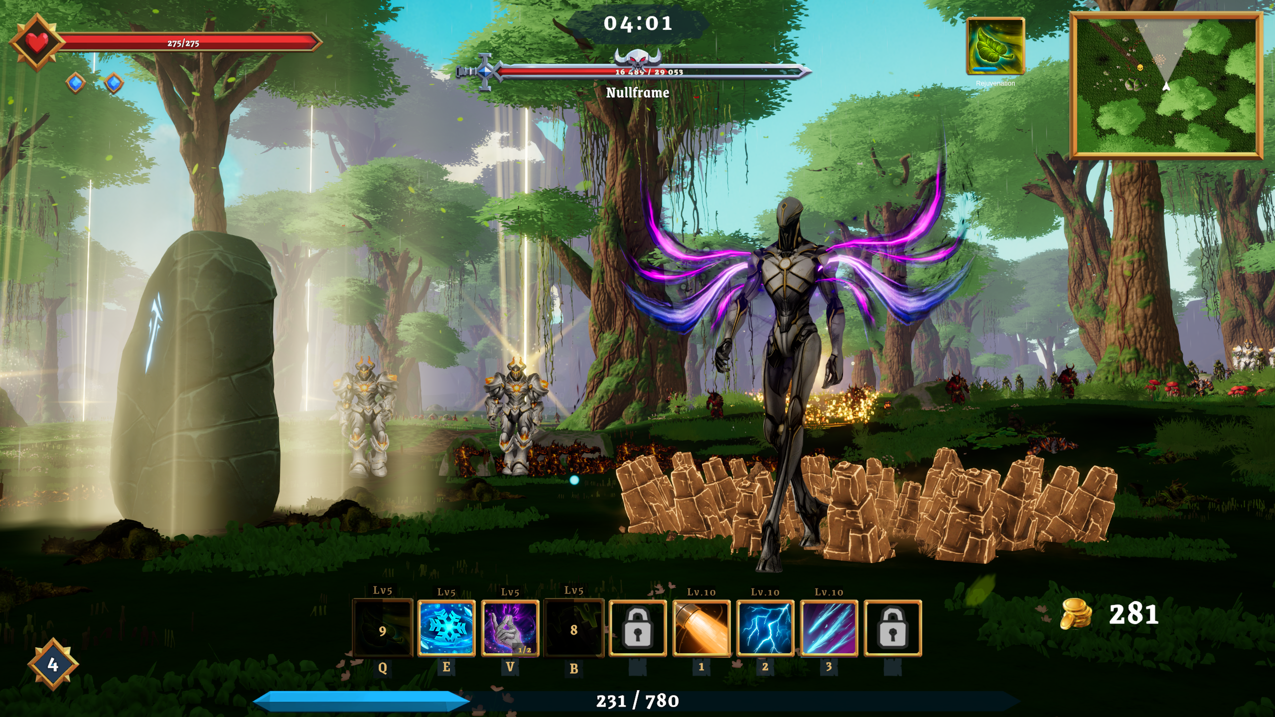 Nullframe beacon miniboss encounter in Where Giants Fall v0.50.
