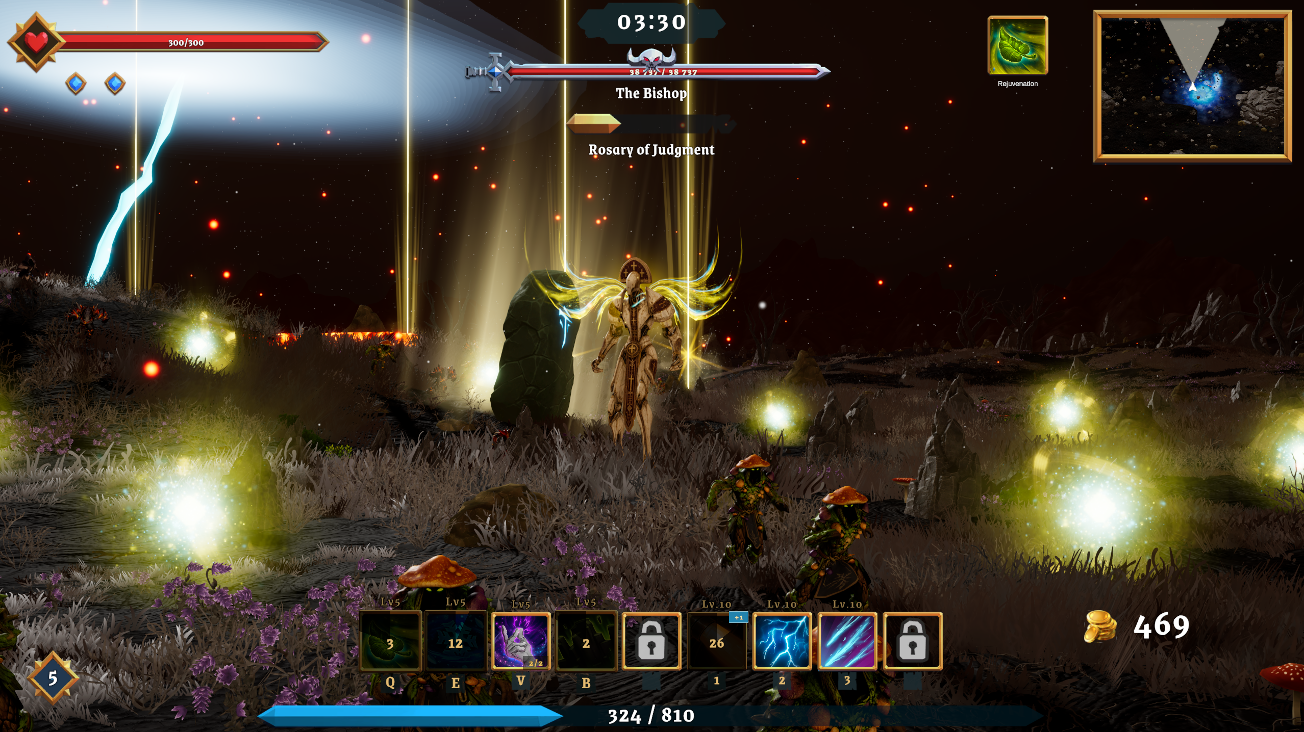 The Bishop beacon miniboss encounter in Where Giants Fall v0.50.